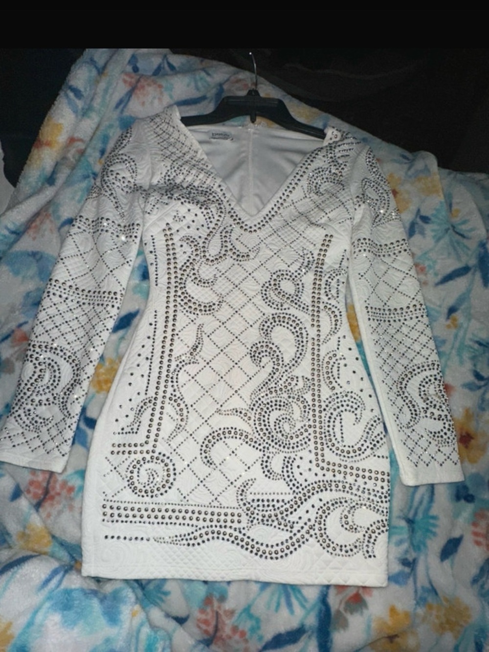 embellished jaquard white Bebe dress